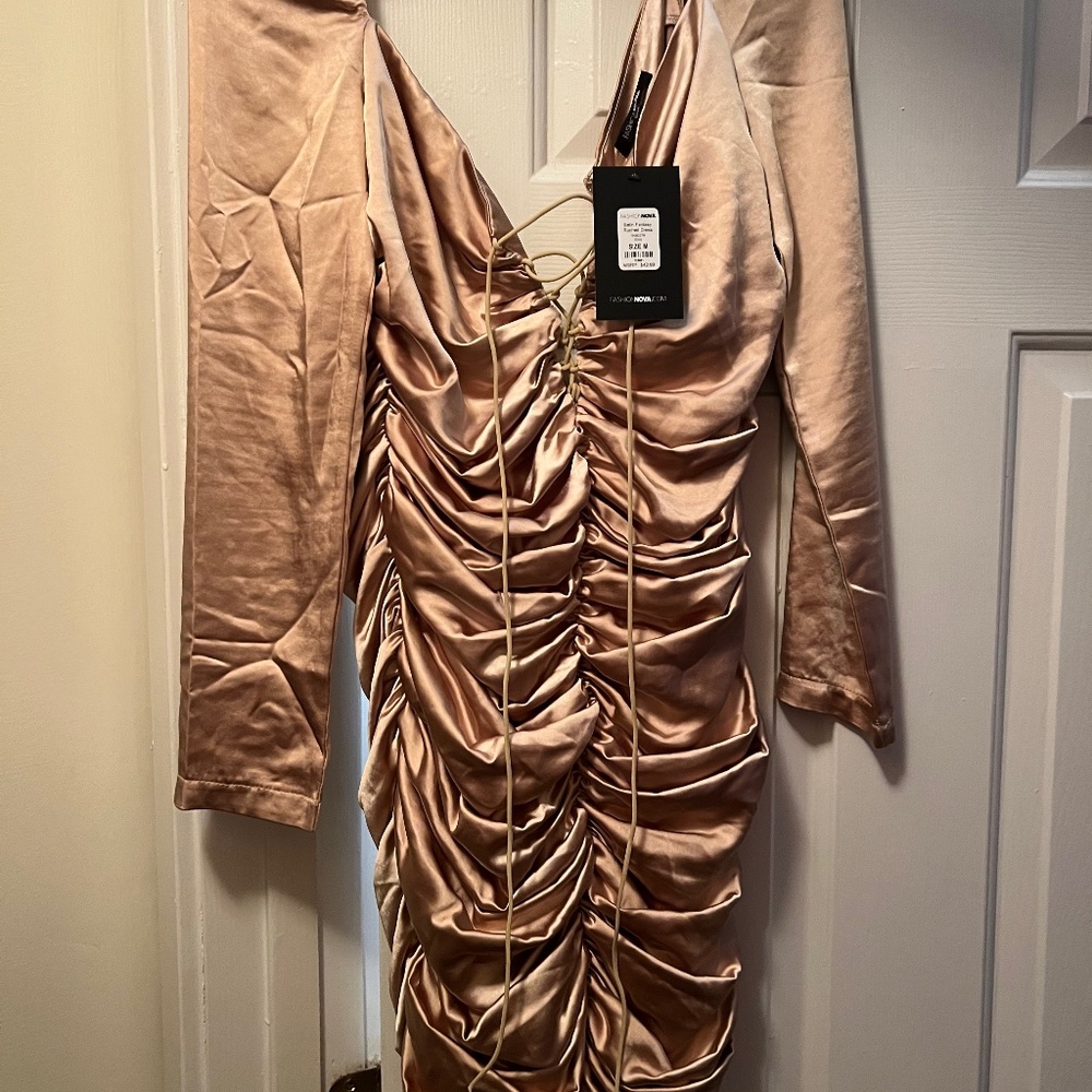 Gold silk bodycon dress